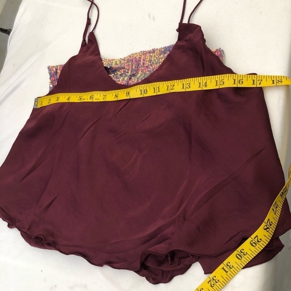 Free People Turn it on Cami Sequin Burgundy Small - Picture 6 of 7